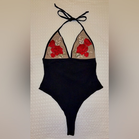 Urban Outfitters, Out From Under Embroidered Rose Bodysuit, Size Medium - Picture 15 of 16